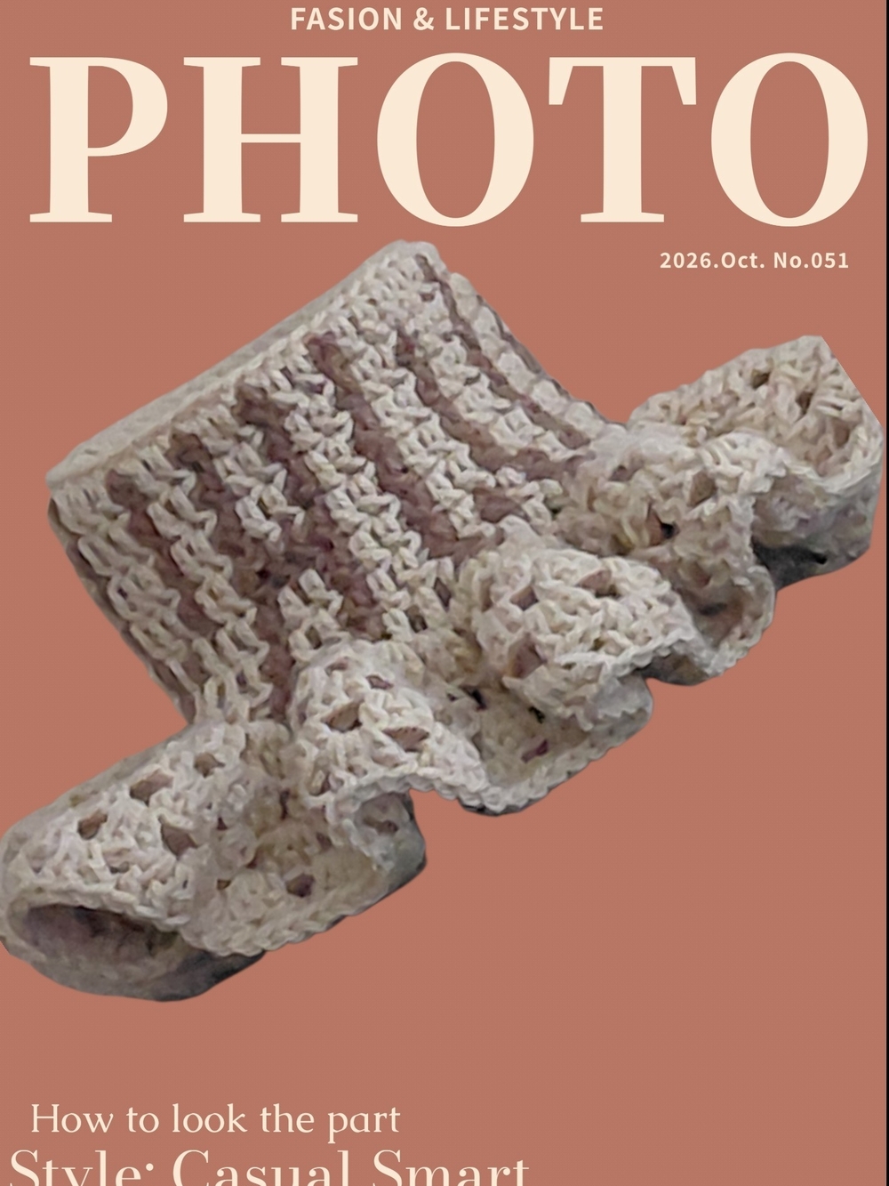 YHWH Handmade Crocheted Cream and Taupe Hat